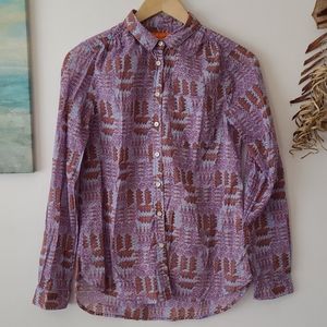 Front pocket sheer long sleeve blouse